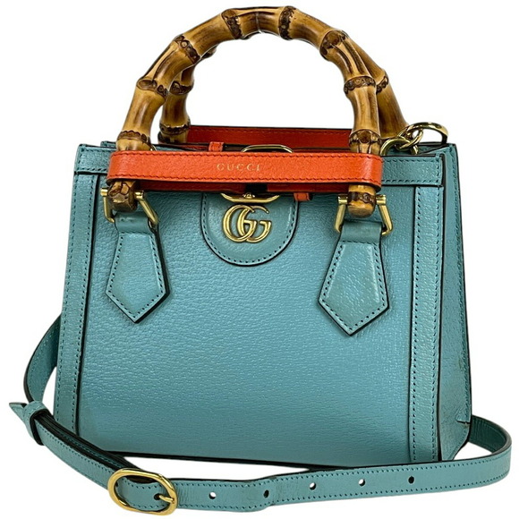 Gucci Diana Tote Shoulder Bag GG Marmont Leather Blue - Picture 1 of 10